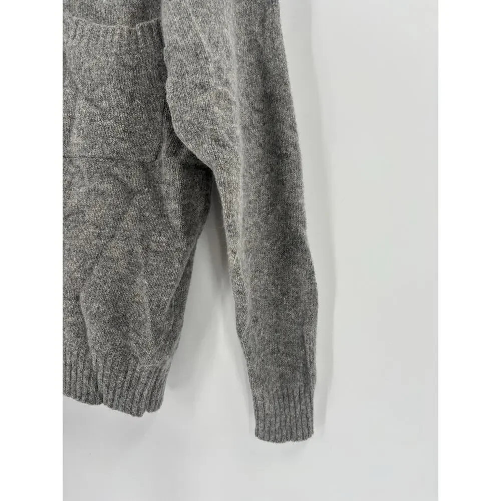 White Wheeler & Martha Sweater Womens Medium Gray Wool Rabbit Hair 1/4 Button